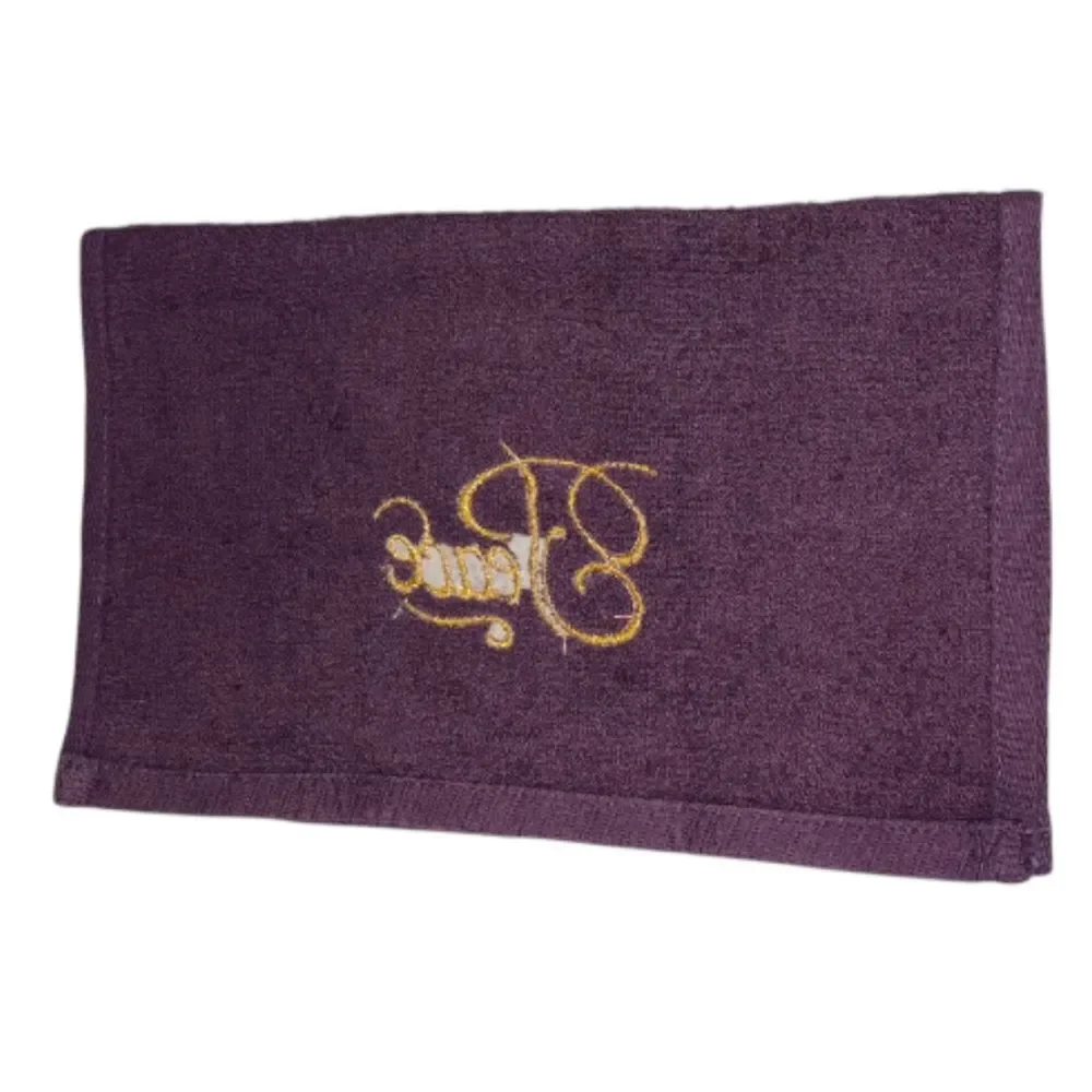 Vintage PEACE Towel Set Purple Gold Embroidered Decorate Bath